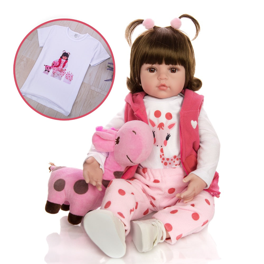Bebê Reborn 48cm Girafinha - Corpo de Silicone