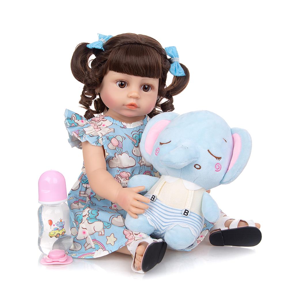 Boneca Bebê Reborn Fofa 55cm Corpo Siliconado Cabelo de Cachos