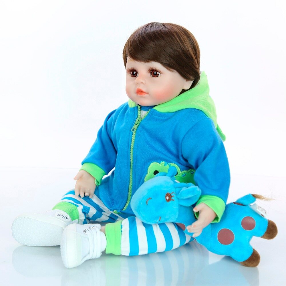 Bebê Reborn Menino Girafinha Corpo Tecido Fofo Realista
